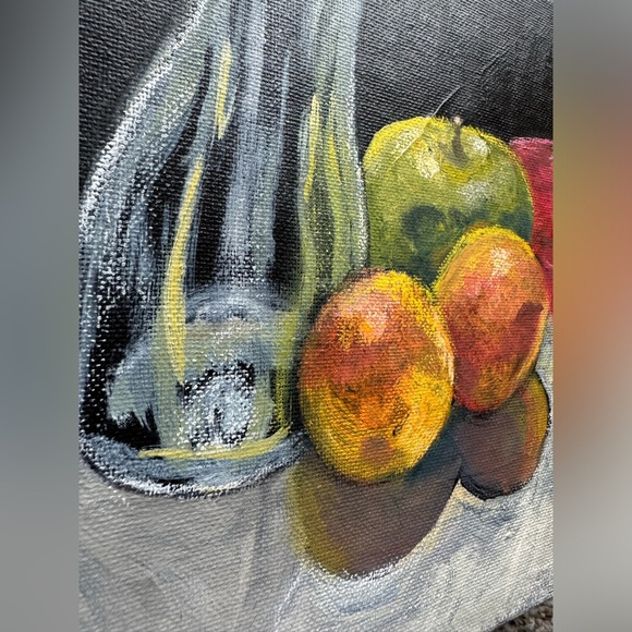 Handmade Hand Crafted Original Artwork Fruit & Vase Still Life Acrylic Painting - Picture 4 of 5